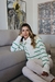 Blusa manga longa verde e off