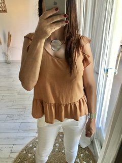 Blusa simil lino Rufina color tostado - comprar online