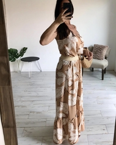 Vestido Siena estampado hojas en tostado - tienda online