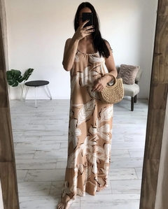 Vestido Siena estampado hojas en tostado - comprar online