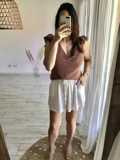 Musculosa de hilo Grecia color chocolate