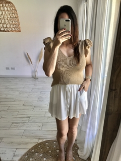 Musculosa de hilo Grecia color camel - comprar online