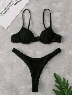 Biquíni Retro Texturizado Preto