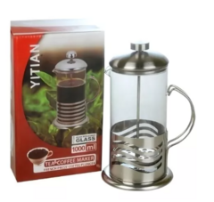 Cafetera Prensa Francesa Embolo Manual De Acero Vidrio 1l