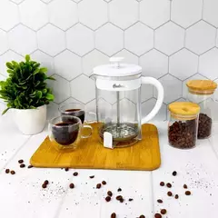 Cafetera Embolo Acero Inoxidable Vidrio 800 Ml Hudson Blanca Color Acero Inox/blanco Fr10 en internet
