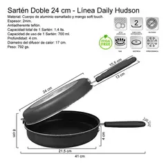 Sarten Doble 24 Cm Antiadherente Hudson CP-24 Tortilla Papa Color Negro - comprar online