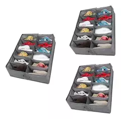 Set x3 Organizador De Zapatos Bajo Cama 12 Espacios - comprar online