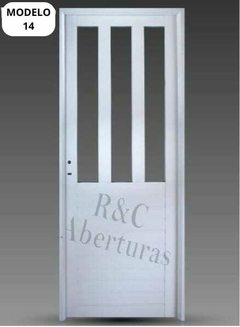 PUERTA 80X200 ALUMINIO 1/2 VIDRIO VERTICAL (modelo 14)