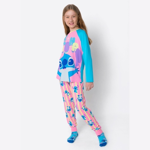 Pijama Manga Longa Menina Teen Stitch - Puket