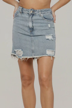 IAG POLLERA AIXA JEAN RIGIDA CON ROTURAS (30800) - comprar online