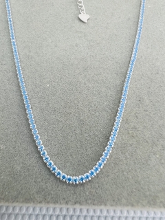 Colar Riviera zircônias azuis 1,5 mm.