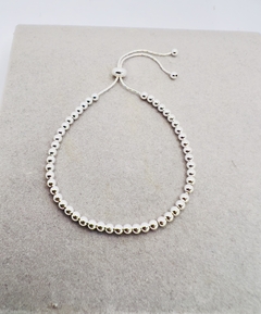 Pulseira ajustável bolinhas 3 mm em prata 925.