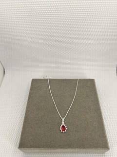 Colar 45 cm com zircônia vermelha todo cravejado . - comprar online