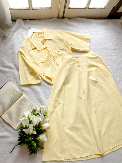 Conjunto saia e blusa de alfaiataria algodão Mônica
