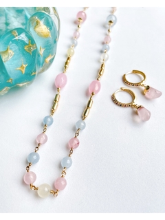 Brinco com quartzo rosa - comprar online