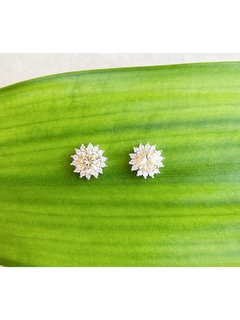 Brinco em prata com zircônia amarela