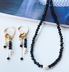 Brinco pendurico cristais preto - comprar online