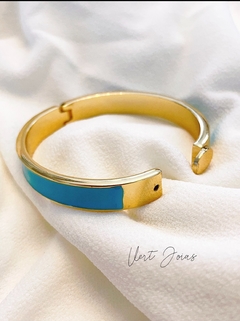 Bracelete esmaltado em azul e dourado - comprar online