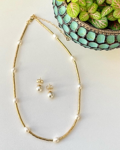 Colar choker canutilhos e pérolas - comprar online