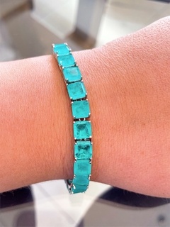 Pulseira em prata pedra verde - comprar online