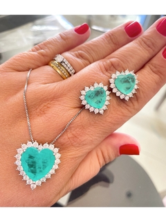 Colar em prata com coração fusion verde