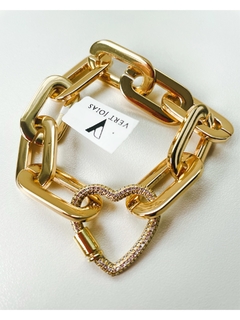 Pulseira banhada com fecho coração