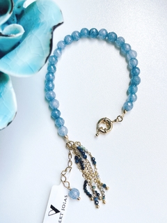 Pulseira jade azul e pingente
