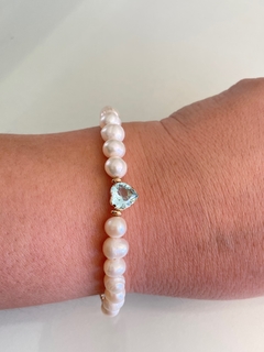 Pulseira com pérolas naturais e cristal - comprar online