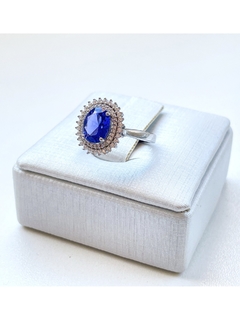 Anel em prata com zircônia azul
