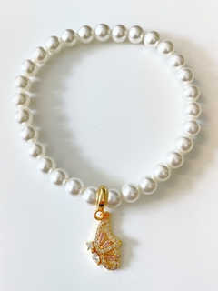 Pulseira pérolas e borboleta - comprar online