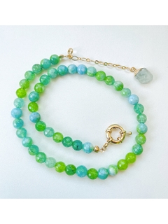 Colar gravata jade verde e cristal - loja online