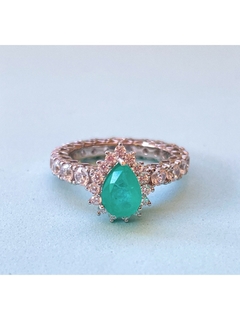 Anel solitário com fusion gota verde - comprar online