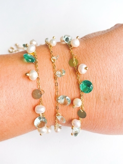 Pulseira cristais e pérolas - comprar online