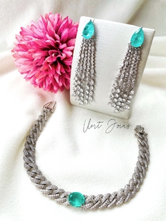 Pulseira em prata com fusion verde - Vert Joias