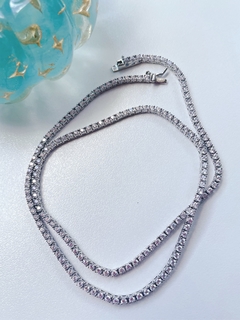 Colar riviera em prata com zircônias - 45 cm - comprar online