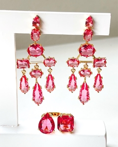 Brinco cristal magenta