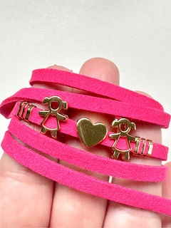 Pulseira pink pingente filhas meninas