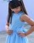 Vestido Crepe Saia Franzida com Faixa e Sianinha Infantil - Azul Claro na internet