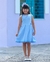 Vestido Crepe Saia Franzida com Faixa e Sianinha Infantil - Azul Claro - loja online