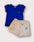 Conjunto Infantil Feminino Baby Look Azul + Short Estampa