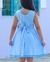 Vestido Crepe Saia Franzida com Faixa e Sianinha Infantil - Azul Claro - Só Ame moda infantil e adulto