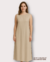 Vestido Feminino Adulto Longo Faixa Cintura - Areia - comprar online