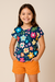 Conjunto Infantil Feminino Blusa Estampas Flores + Short Laranja - comprar online