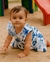 Vestido Trapézio Bebê com Manguinha Estampa Tropical - Azul - comprar online