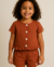 Conjunto Infantil Feminino com Camisa de Abotoar - Canela - comprar online