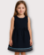 Vestido Crepe Saia Franzida com Faixa e Sianinha Infantil - Azul Marinho - comprar online