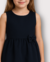 Vestido Crepe Saia Franzida com Faixa e Sianinha Infantil - Azul Marinho - loja online