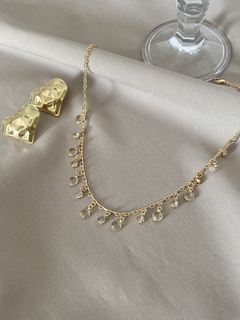 Choker Cristais folheada ouro 18k 45cm + extensor na internet