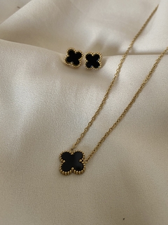 Conjunto Trevo (colar e brinco) em aço inoxidável 45cm - comprar online