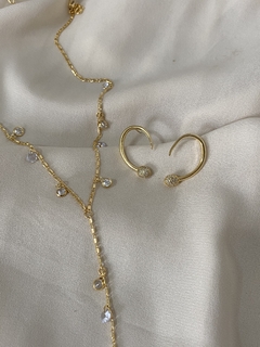 Colar gravatinha folheada ouro 18k com pingentes de zircônia pendente - comprar online